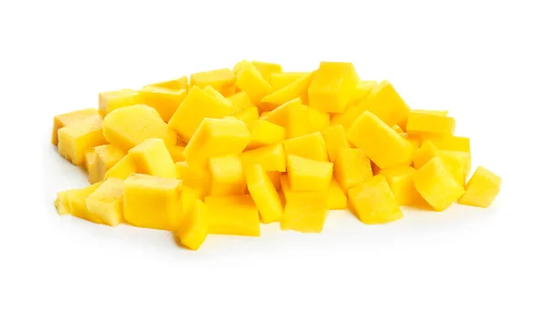 Pieces Fresh Mango White Background — Stock Photo, Image