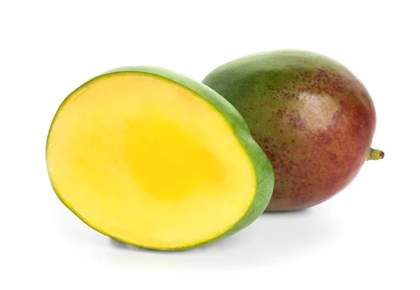 Fresh Ripe Mangoes White Background — Stock Photo, Image