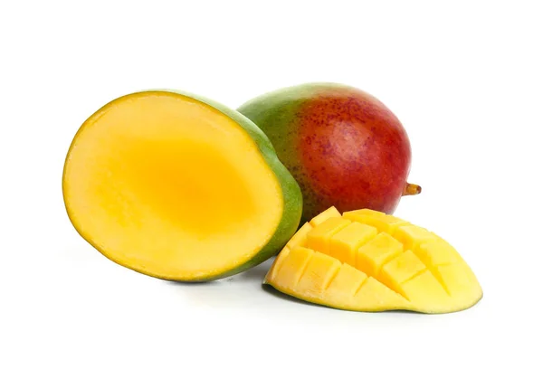 Fresh Ripe Mangoes White Background — Stock Photo, Image