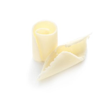 Beyaz arka planda çikolata bukleleri