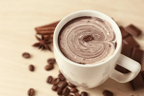 Cup Hot Chocolate Color Background — Stock Photo, Image
