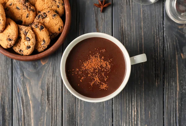 Cup Hot Chocolate Wooden Table — Stock Photo, Image