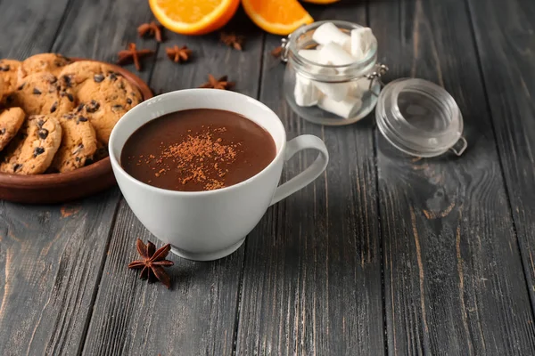 Cup Hot Chocolate Wooden Table — Stock Photo, Image