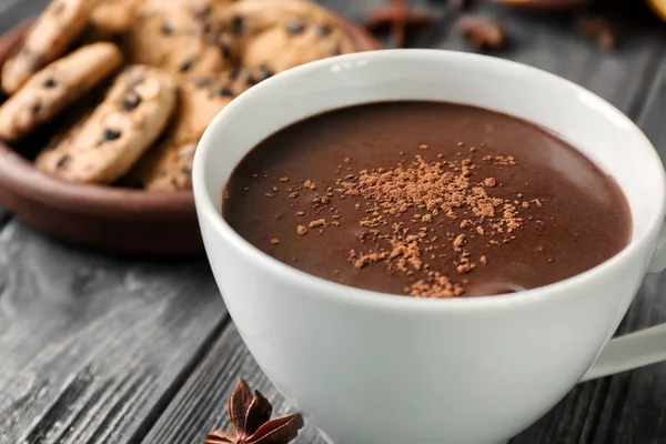 Copo Chocolate Quente Mesa Close — Fotografia de Stock