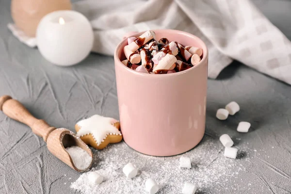 Чашка Гарячого Шоколаду Зефіром Столі — стокове фото