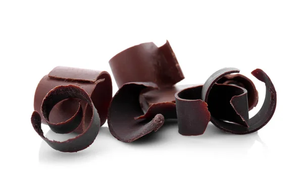 Deliciosos Rizos Chocolate Aislados Blanco — Foto de Stock