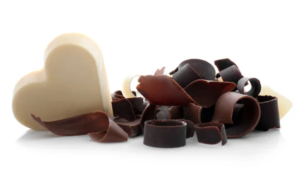 おいしいチョコレートのお菓子 白で隔離とカールします — ストック写真