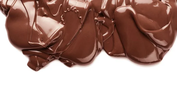 Smakelijk Gesmolten Chocolade Witte Achtergrond — Stockfoto
