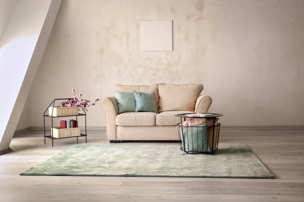 Minimalistic Room Interior Cozy Sofa — Stock Photo, Image