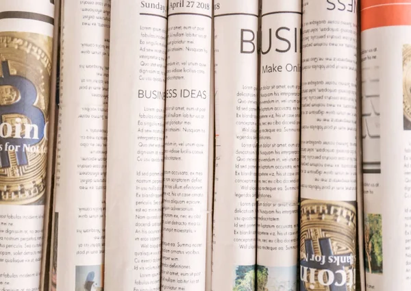 Various Rolled Newspapers Closeup — Stock Photo, Image