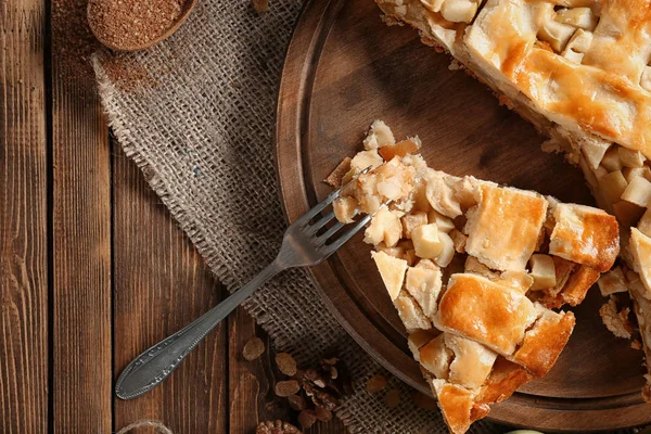 Tasty Homemade Apple Pie Wooden Table — Stock Photo, Image