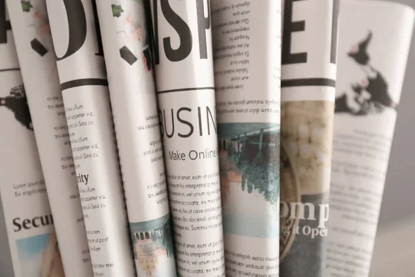 Various Newspapers Pile Closeup — Stock Photo, Image