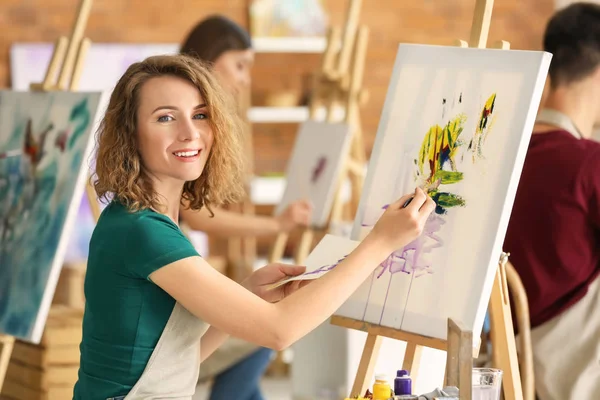 Female Student Classes School Painters — Stock Photo, Image