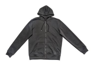 Beyaz arka planda siyah hoodie