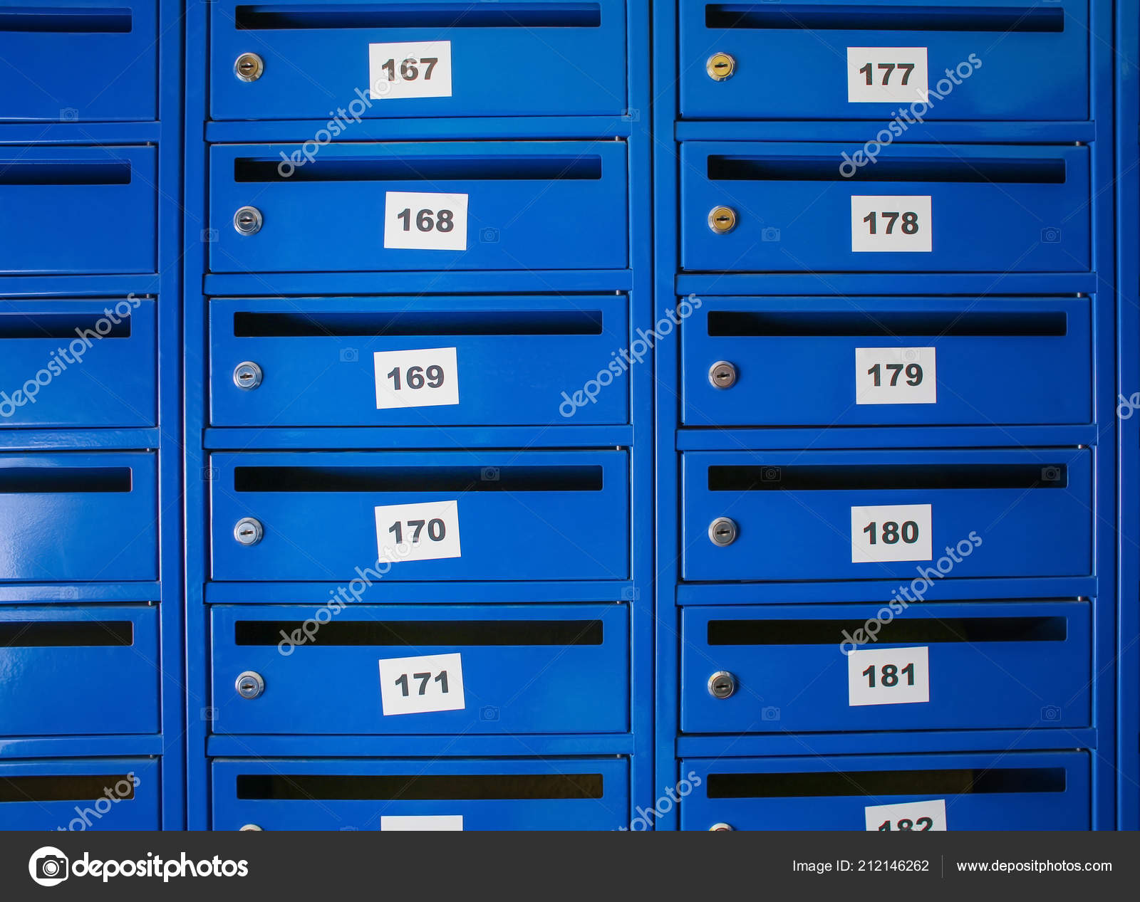 Many Blue Mailboxes Indoors Stock Photo by ©serezniy 212146262