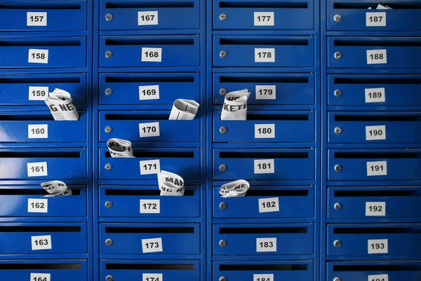 Many Mailboxes Newspapers Indoors — Stock Photo, Image
