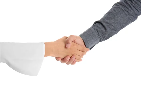 People Shaking Hands White Background — Stock Photo, Image