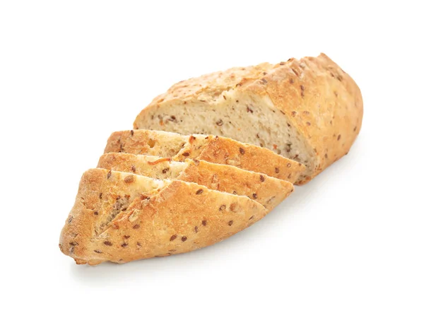Świeży Smaczny Krojonego Chleba Białym Tle — Zdjęcie stockowe