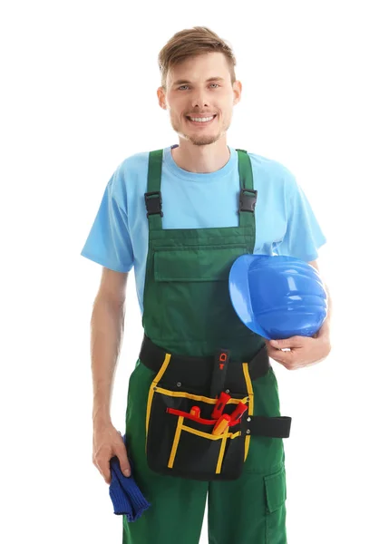 Young electrician in empty flat — Stock Photo, Image