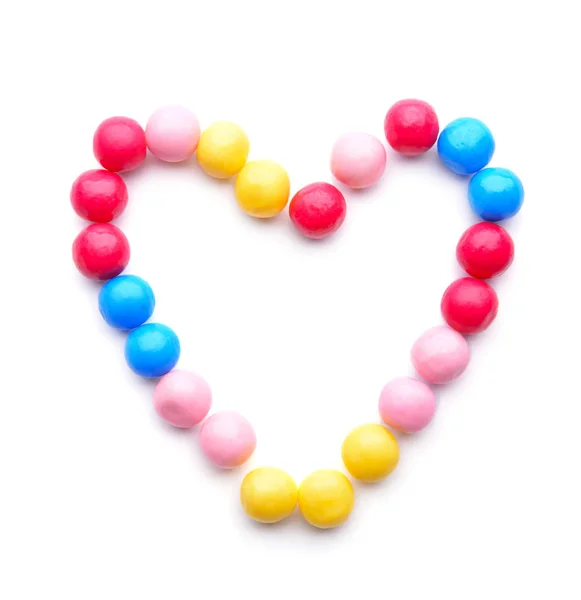 Heart Made Different Candies White Background — Stock Photo, Image