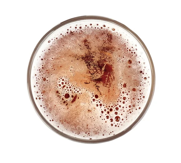 Szklankę Zimnego Piwa Białym Tle Widok Góry — Zdjęcie stockowe