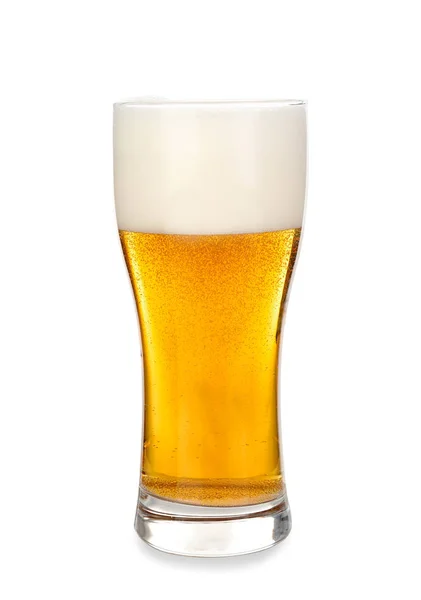 Glass Cold Beer White Background — Stock Photo, Image