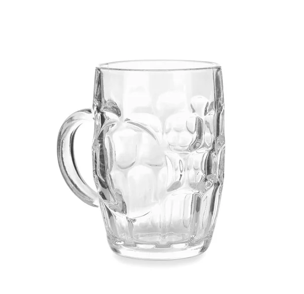 Caneca Vazia Para Cerveja Fundo Branco — Fotografia de Stock