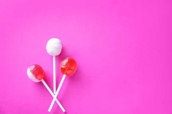 Delicious Lollipops Color Background — Stock Photo, Image