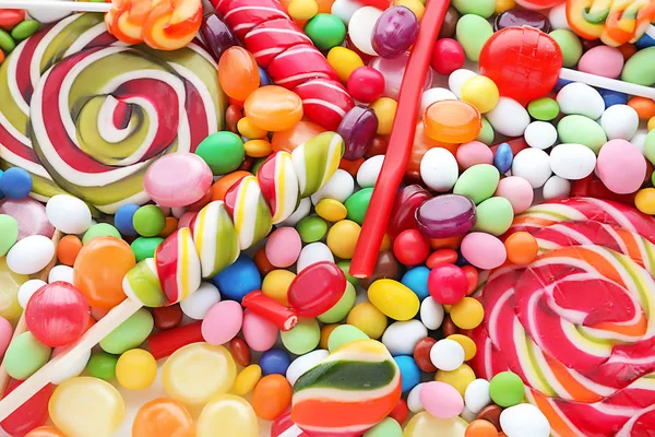 Viele Verschiedene Bonbons Nahaufnahmen — Stockfoto