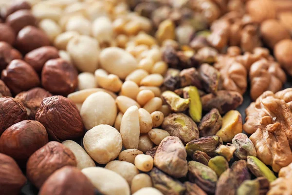 Variedad Sabrosas Nueces Frescas Primer Plano — Foto de Stock