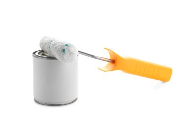 Boya ve silindir beyaz arka plan üzerinde olabilir