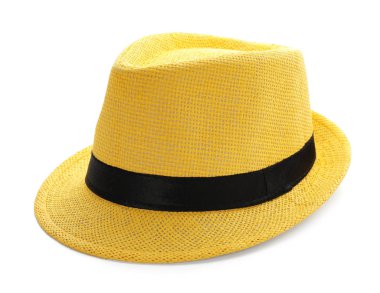 Beyaz arka plan üzerinde plaj şapka