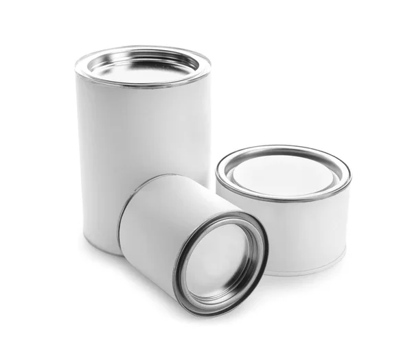 白い背景の上のペンキの缶を異なる — ストック写真