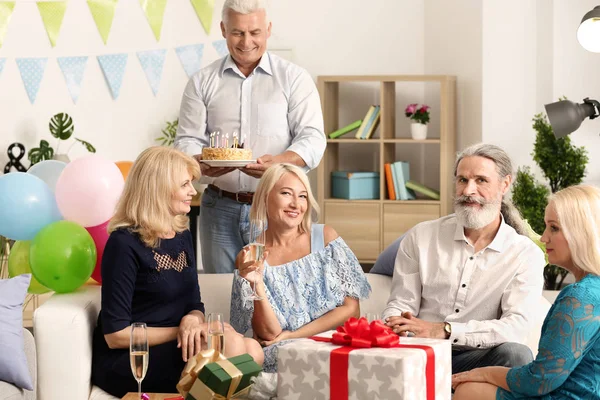 Mature People Birthday Party Home — Stock Photo, Image