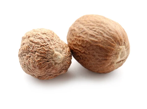 Nutmegs White Background — Stock Photo, Image