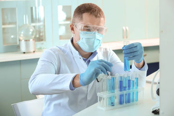 Scientist Working Test Tubes Laboratory — Stock Photo, Image