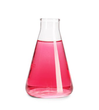 Beyaz arkaplanda renk sıvısı olan şişe