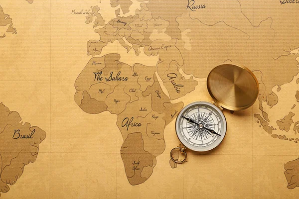 Vintage Compass World Map — Stock Photo, Image