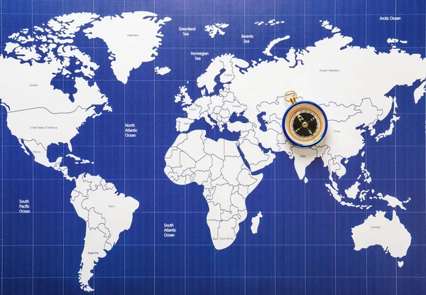 Modern Compass World Map — Stock Photo, Image