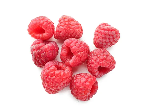 Delicious Fresh Ripe Raspberries White Background — Stock Photo, Image