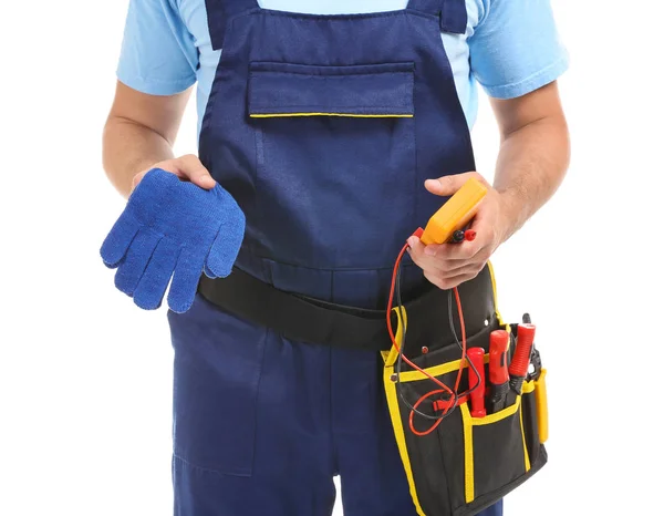 Electrician Multimeter Tools White Background — Stock Photo, Image