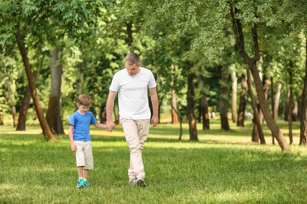 Feliz Padre Hijo Parque Verde —  Fotos de Stock