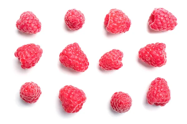 Delicious Ripe Raspberries White Background Stock Photo