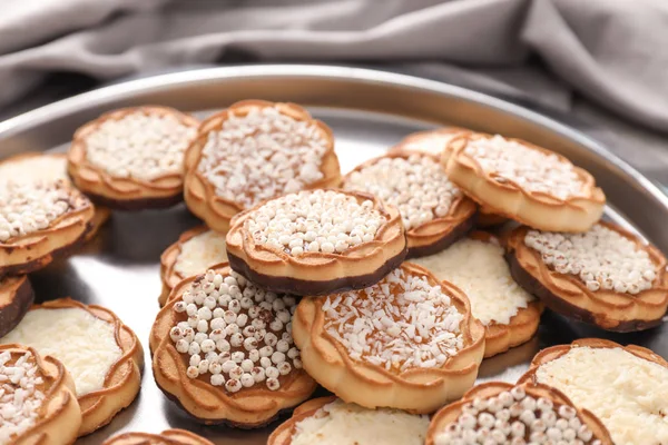 Сладкое Вкусное Печенье Тарелке Крупным Планом — стоковое фото