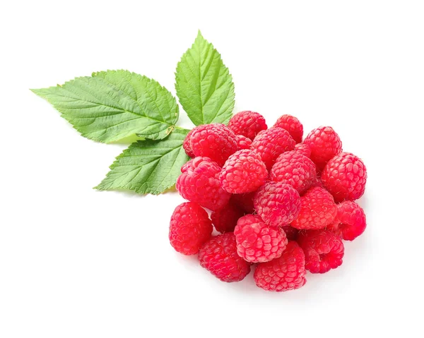 Ripe Aromatic Raspberries White Background — Stock Photo, Image
