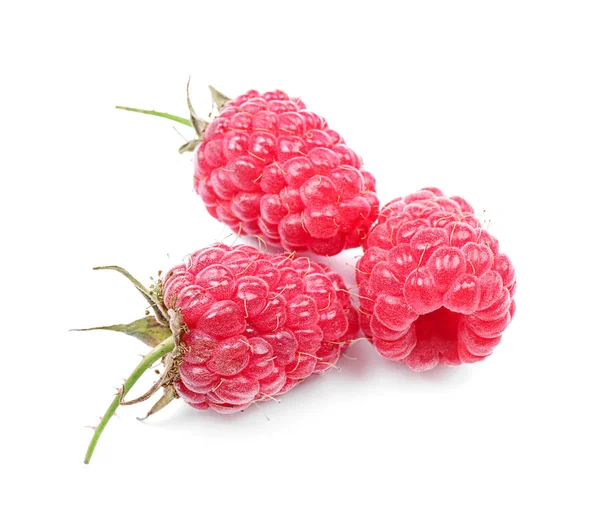 Fresh Ripe Raspberries White Background — Stock Photo, Image