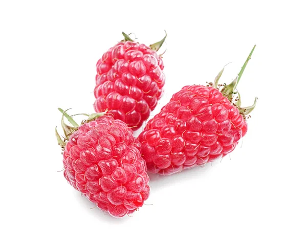Fresh Ripe Raspberries White Background — Stock Photo, Image