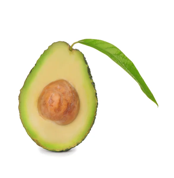 Half Ripe Avocado Leaf White Background — Stock Photo, Image
