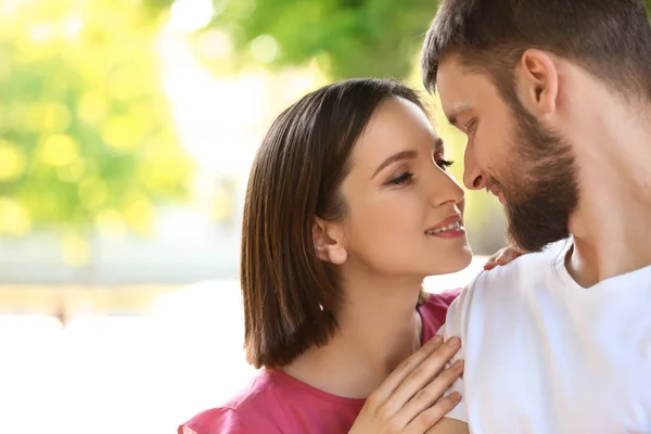 Happy Lovely Couple Resting Summer Day Outdoors — Stock Photo, Image