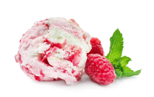 Chutné Malinová Zmrzlina Bílém Pozadí — Stock fotografie